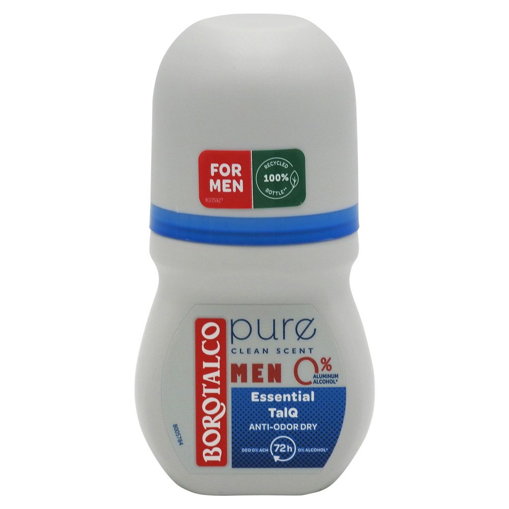 Borotalco Men Dry, Deodorant Roll-On cu Tehnologie Pure Talq, Protectie Impotriva Transpiratiei, 50 ml