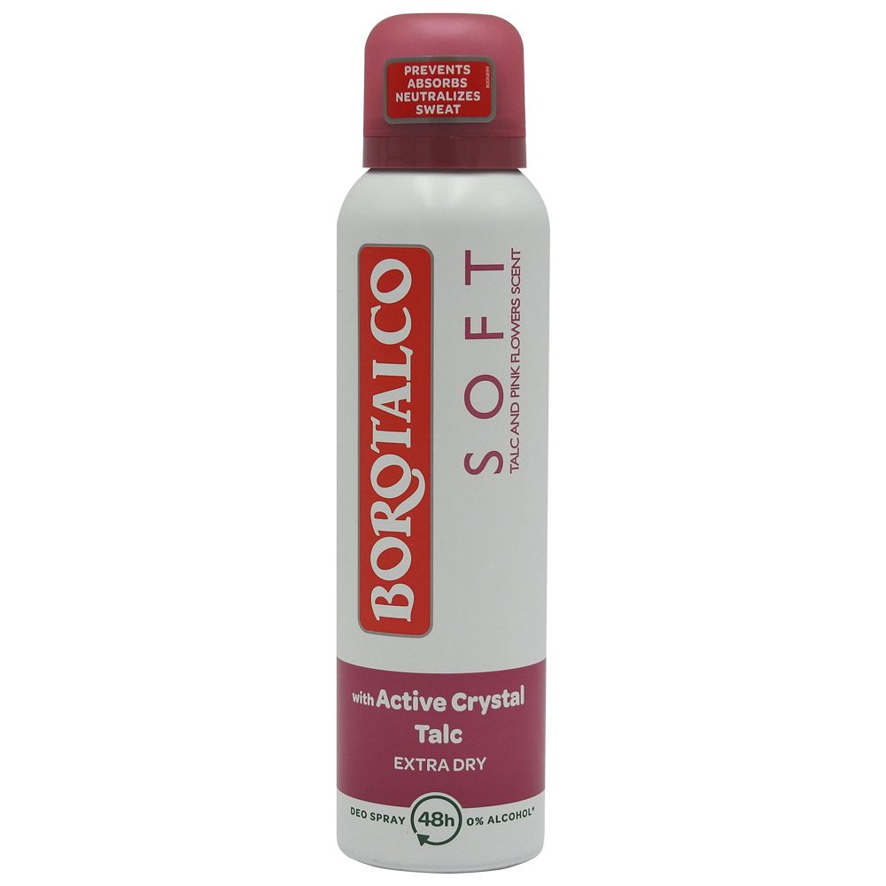 Borotalco Deodorant Antiperspirant, Soft cu Talc, Cristale Active, 150 ml
