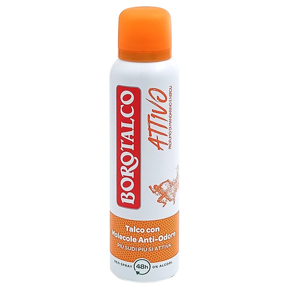 Borotalco Active Antiperspirant Spray, Protectie 48H cu Tehnologie Odor-Converter, Parfum de Mandarina si Neroli, 150 ml