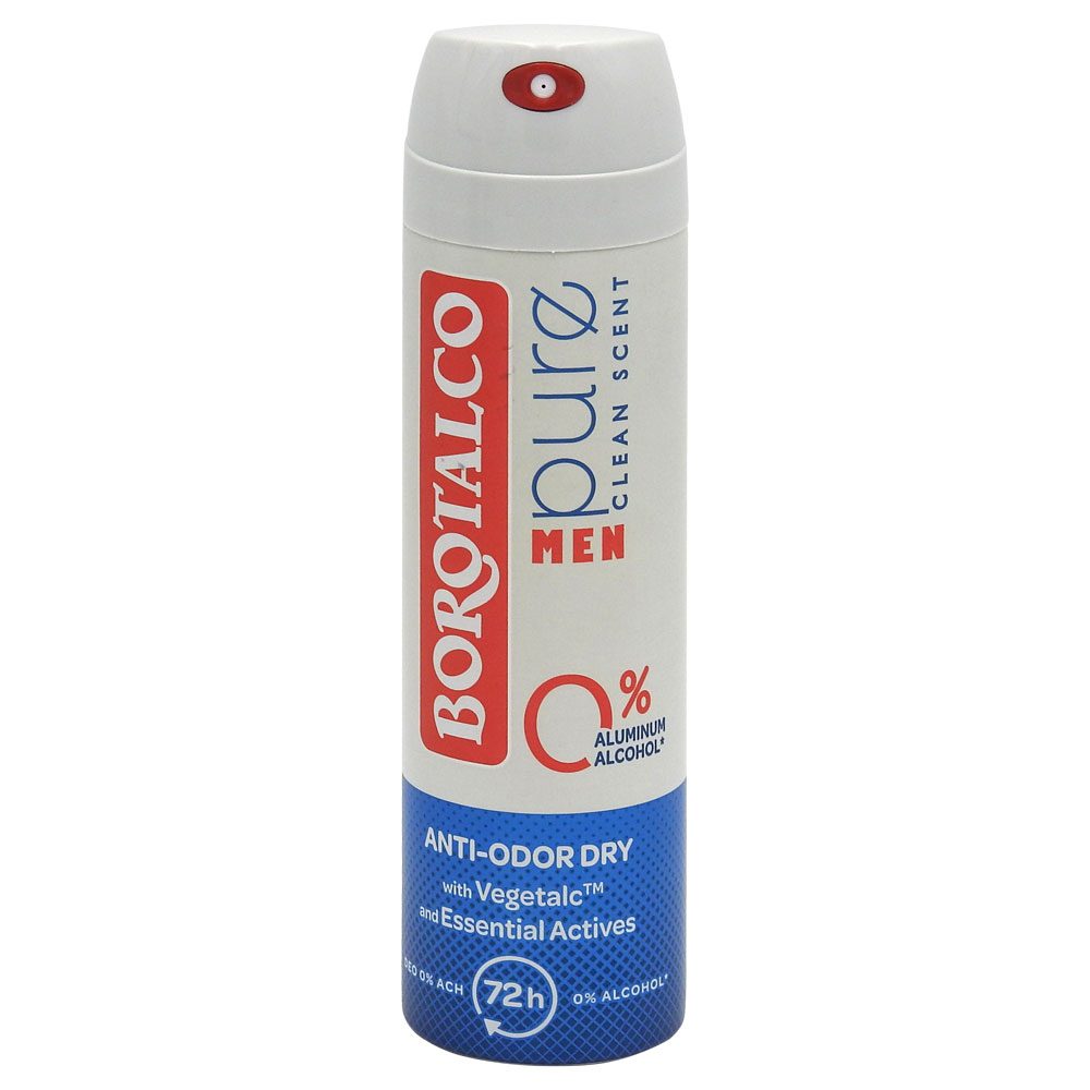 Deodorant Antiperspirant Borotalco Men Pure, Protectie 48h, Fara Saruri de Aluminiu, Spray, 150 ml