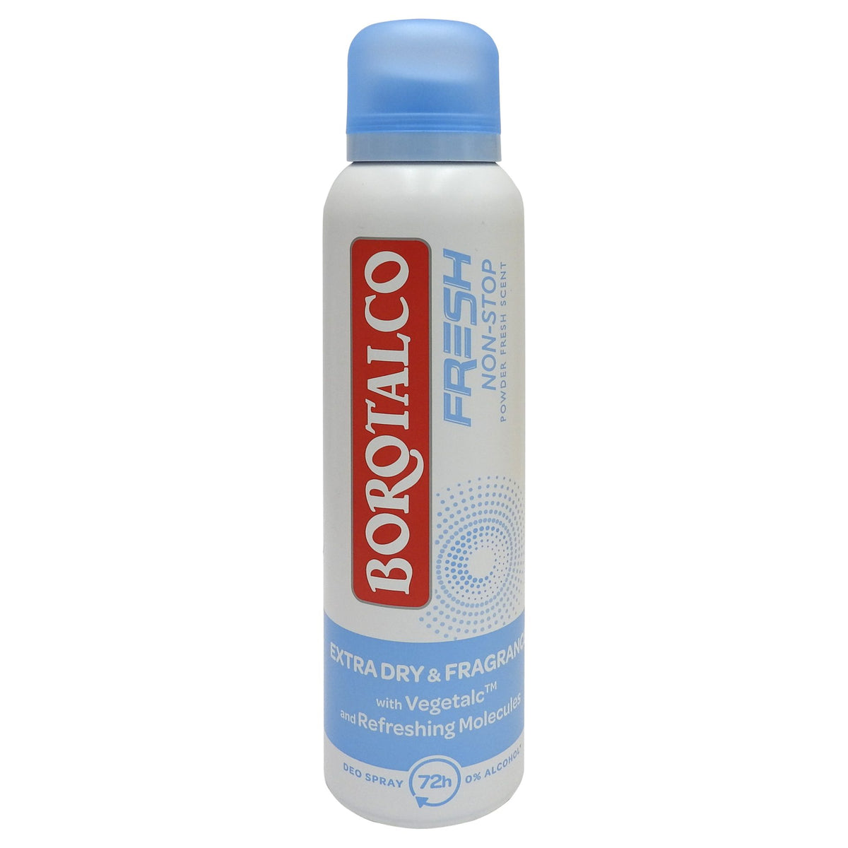 Deodorant Antiperspirant Spray Borotalco Fresh, Protectie Non Stop 48h, Parfum Fresh cu Note de Talc, Fara Alcool, 150 ml