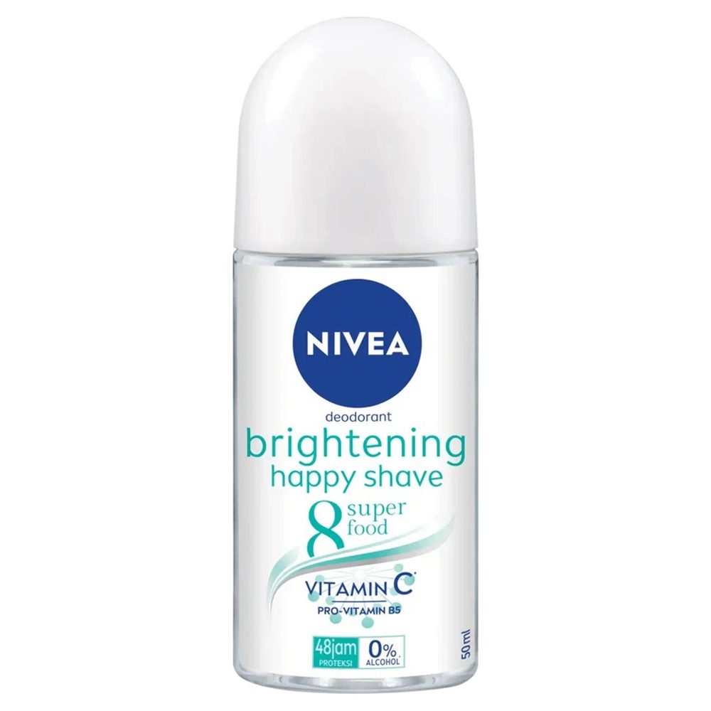 Nivea Antiperspirant Roll-On, Brightening Happy Shave, Extract De Perle, Protectie 48h, 50 ml