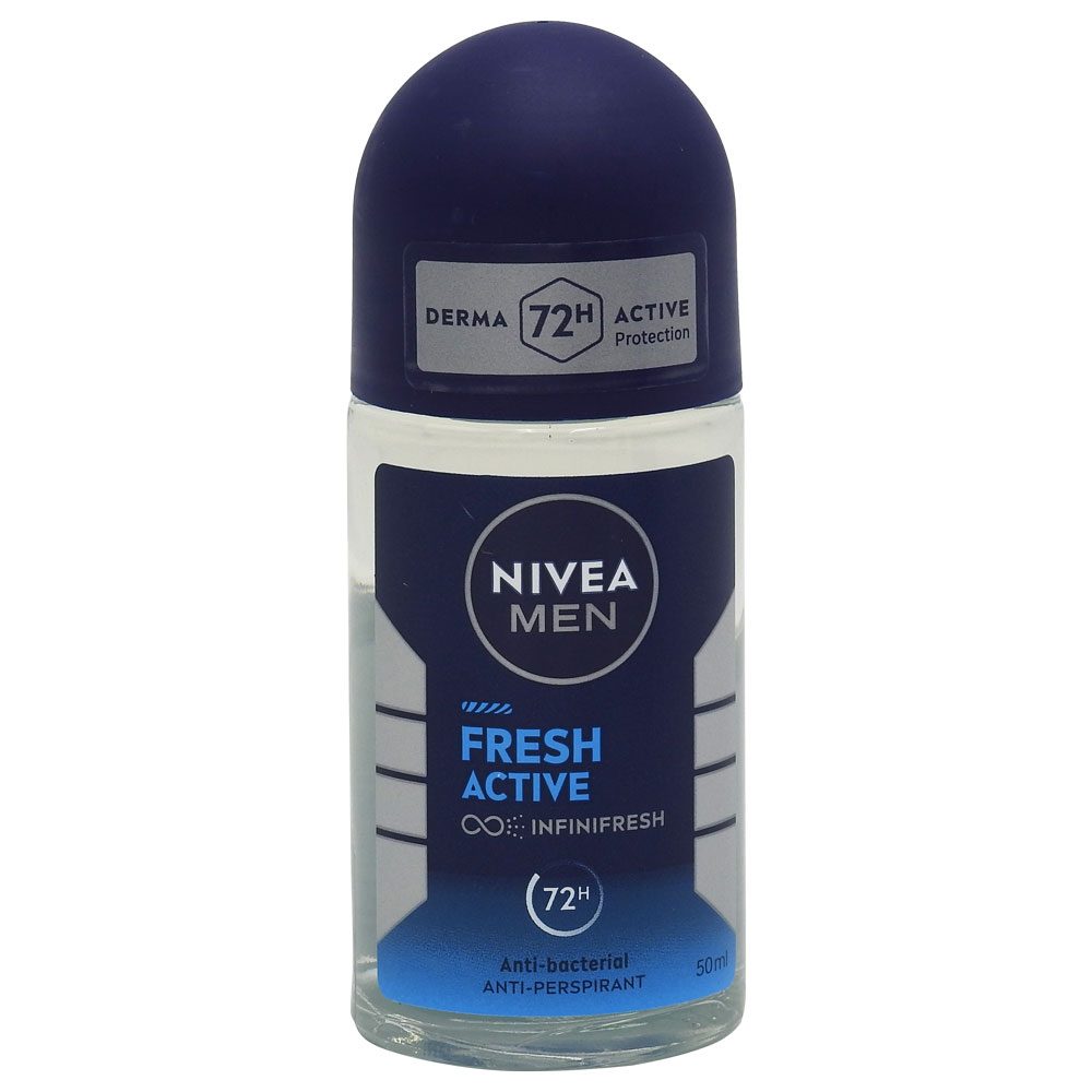 Nivea Men Fresh Active, Deodorant Antiperspirant Roll-On, Protectie 48h, Extracte Marine, 50 ml