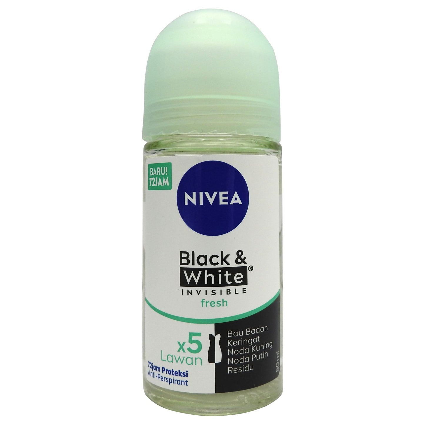 Nivea, Antiperspirant Roll-On Invisible for Black & White Fresh, Protectie Impotriva Petelor, Proaspat, 50 ml