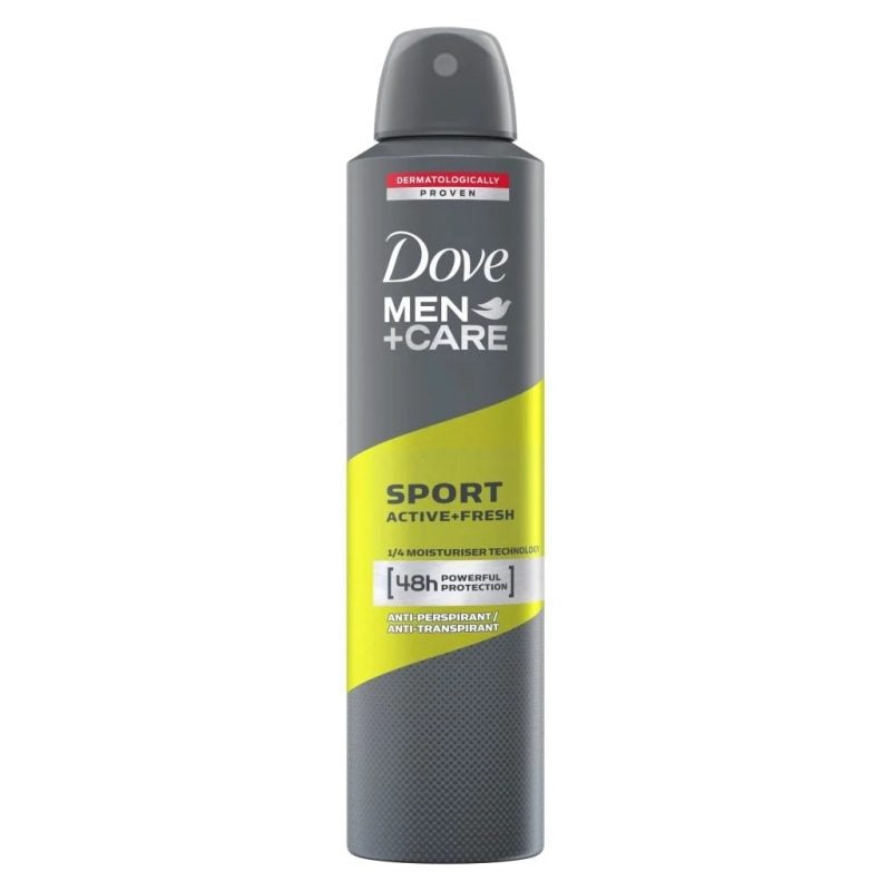 Dove Men+Care Antiperspirant Spray Sport Active Fresh, Protectie 48h, Tehnologie cu Agent de Hidratare, 250 ml