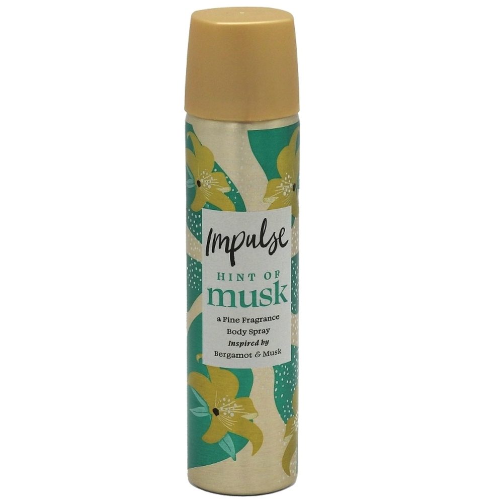 Deodorant Spray Impulse Hint Of Musk, Parfum Floral si Mosc, Protectie Zilnica, Recipient Metalic, 75 ml