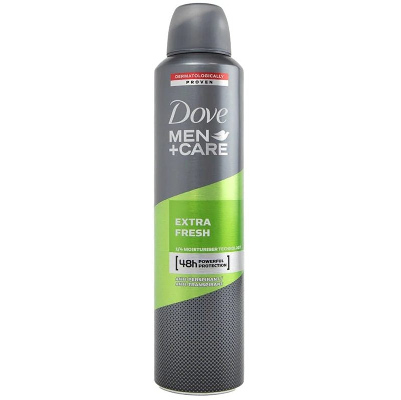 Dove Men+Care Antiperspirant Deodorant Spray, Protectie 48 Ore, Tehnologie cu 1/4 Crema Hidratanta, Extra Fresh, 250 ml