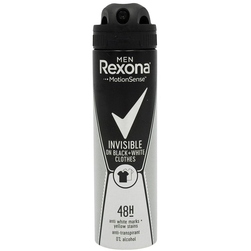 Rexona Deodorant Antiperspirant, Bărbați, Invizibil Black & White, 150 ml