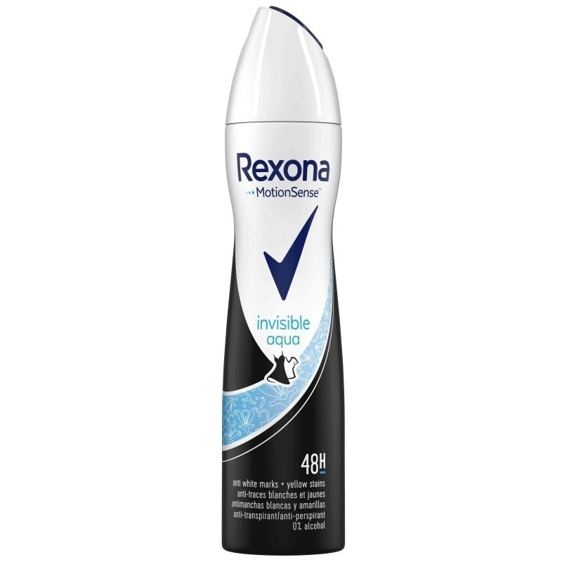 Rexona Antiperspirant Deodorant Spray, Protectie Invisible Aqua, Protectie impotriva Petelor Albe si Galbene, 200 ml