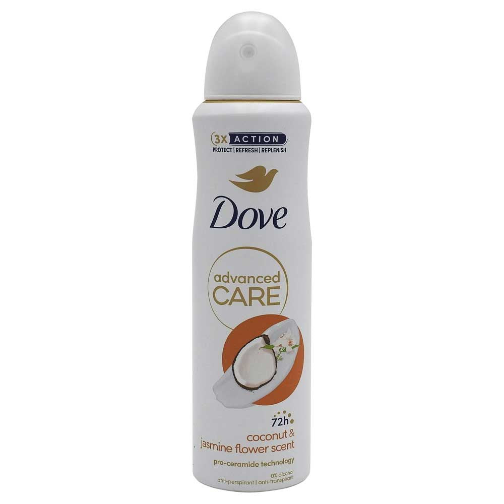 Dove Antiperspirant Spray Advanced Care Coconut, Protectie 72 Ore, Extract de Nuca de Cocos si Iasomie, 150 ml