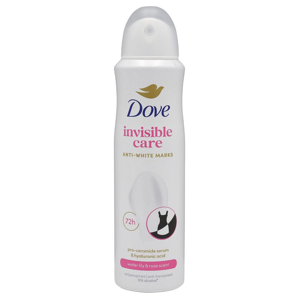 Dove Antiperspirant Deodorant Spray, Protectie Advanced Invisible Care, Fara Urme Albe pe 100 de Culori, 150 ml