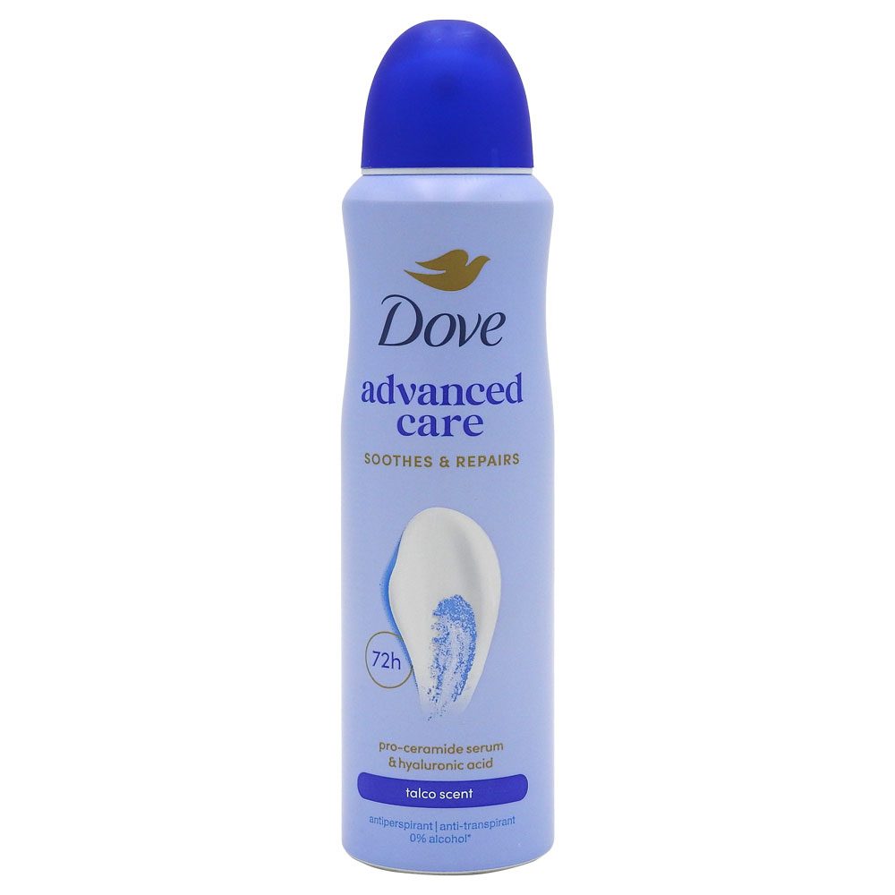 Dove Antiperspirant Deodorant Spray, Advanced Care Talco, Protectie 72 Ore, Hidratare Intensa, 150 ml