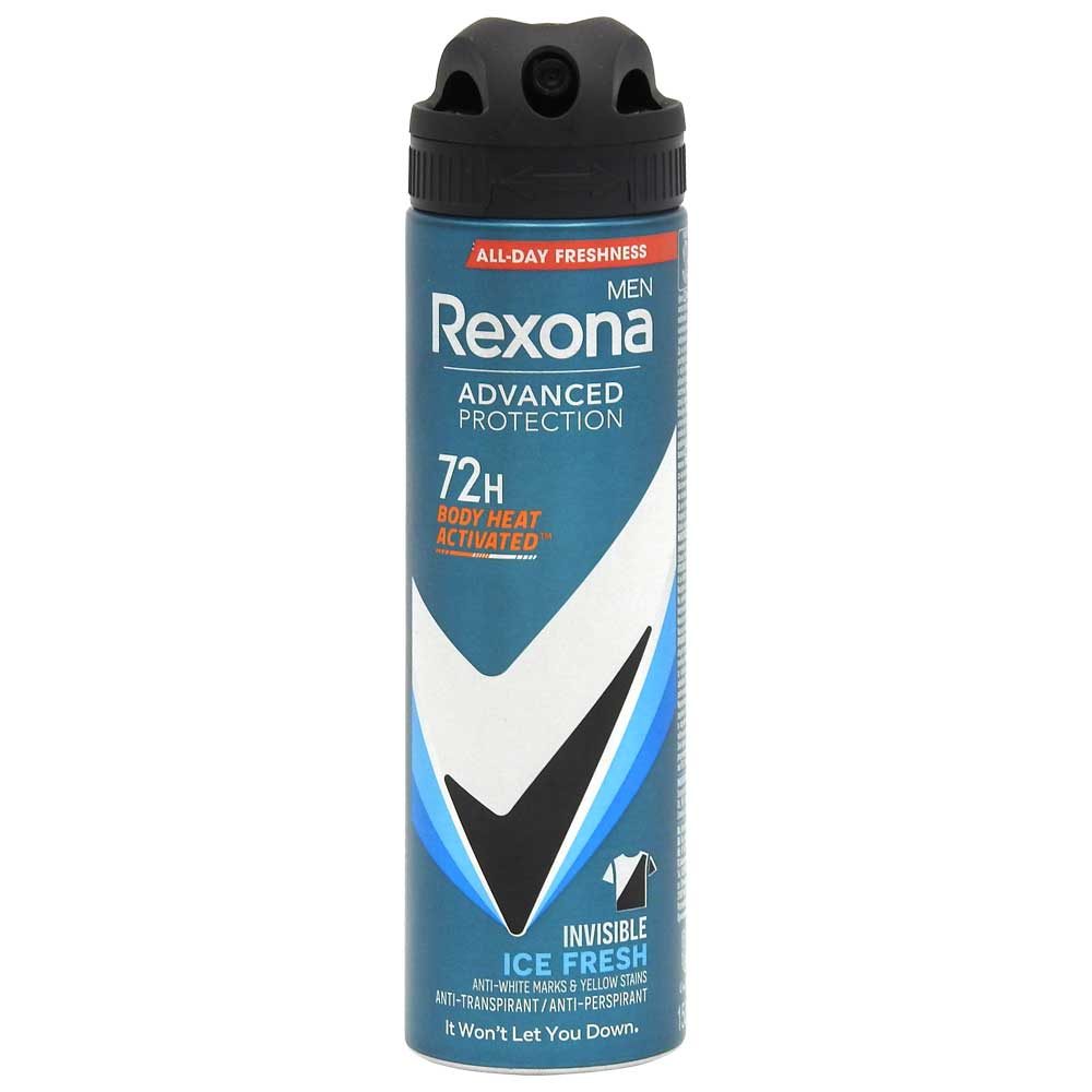 Rexona Men Advanced Protection Invisible Ice Fresh, Antiperspirant Spray, Protectie 72h, Formula Anti-Pete, 150 ml