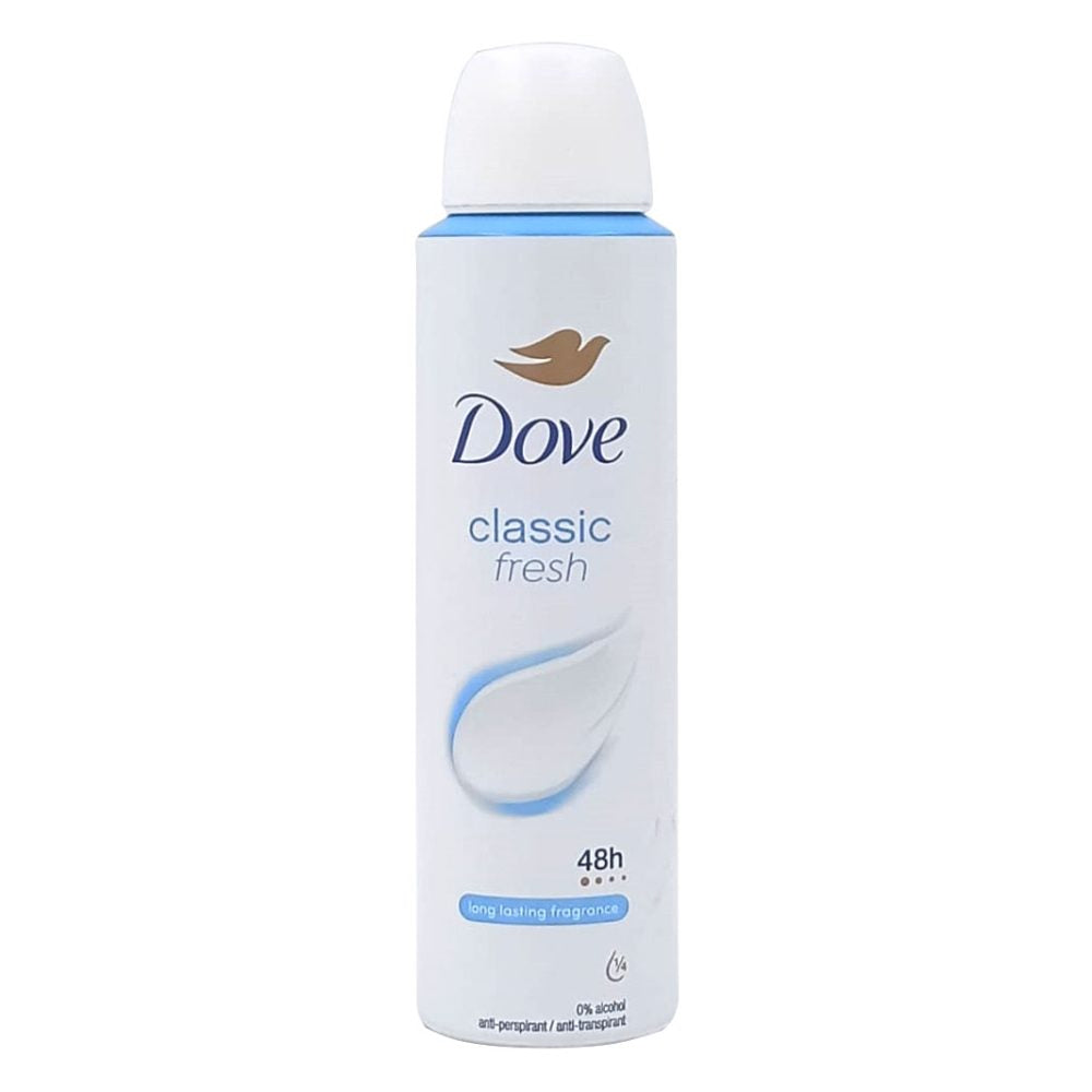 Dove Antiperspirant Deodorant Spray, Protectie 48h, Ingrijire cu 1/4 Crema Hidratanta, Classic Fresh, 150 ml