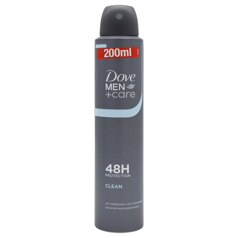 Dove Men+Care Clean Comfort Antiperspirant Spray, Tehnologie cu 1/4 Cremă Hidratantă, Protecție 48 Ore, 200 ml