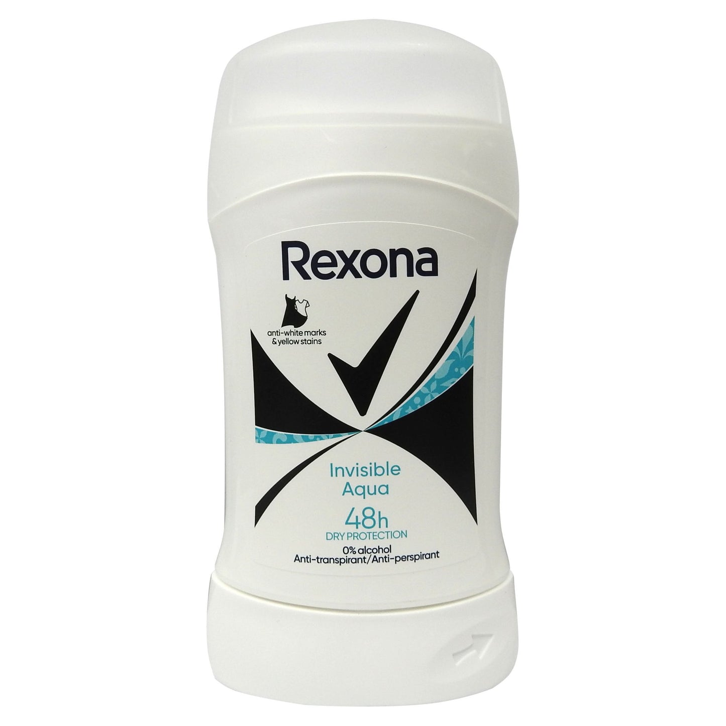 Rexona Invisible Aqua, Antiperspirant Stick Pentru Femei, Protectie Anti-Pete Albe si Galbene, 48h Prospetime, 50 ml