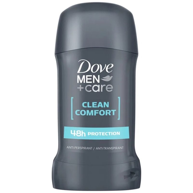 Dove Men+Care Antiperspirant Stick, Protectie 48h Impotriva Transpiratiei, Tehnologie cu Agenti de Hidratare, Formula Fara Alcool, Clean Comfort, 50 ml