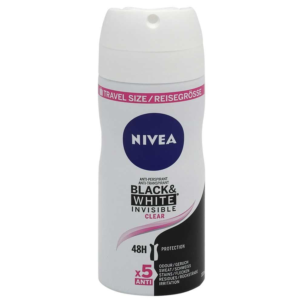Nivea Invisible Black & White Clear, Deodorant Antiperspirant Roll-On, Protectie 48h, Anti-Pete Albe si Galbene, 100 ml
