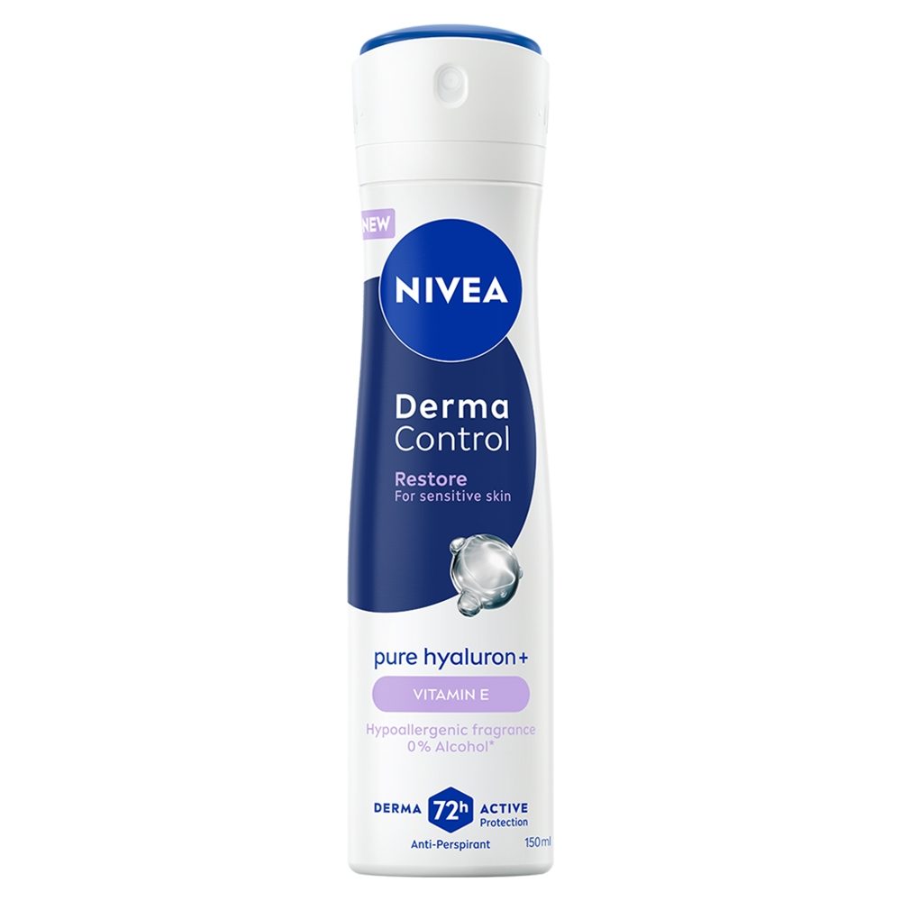 Nivea, Deodorant Antiperspirant Spray Derma Control Clinical, Protectie 96 Ore, Tehnologie DermaDry, Ingrijire Piele Sensibila, 150 ml