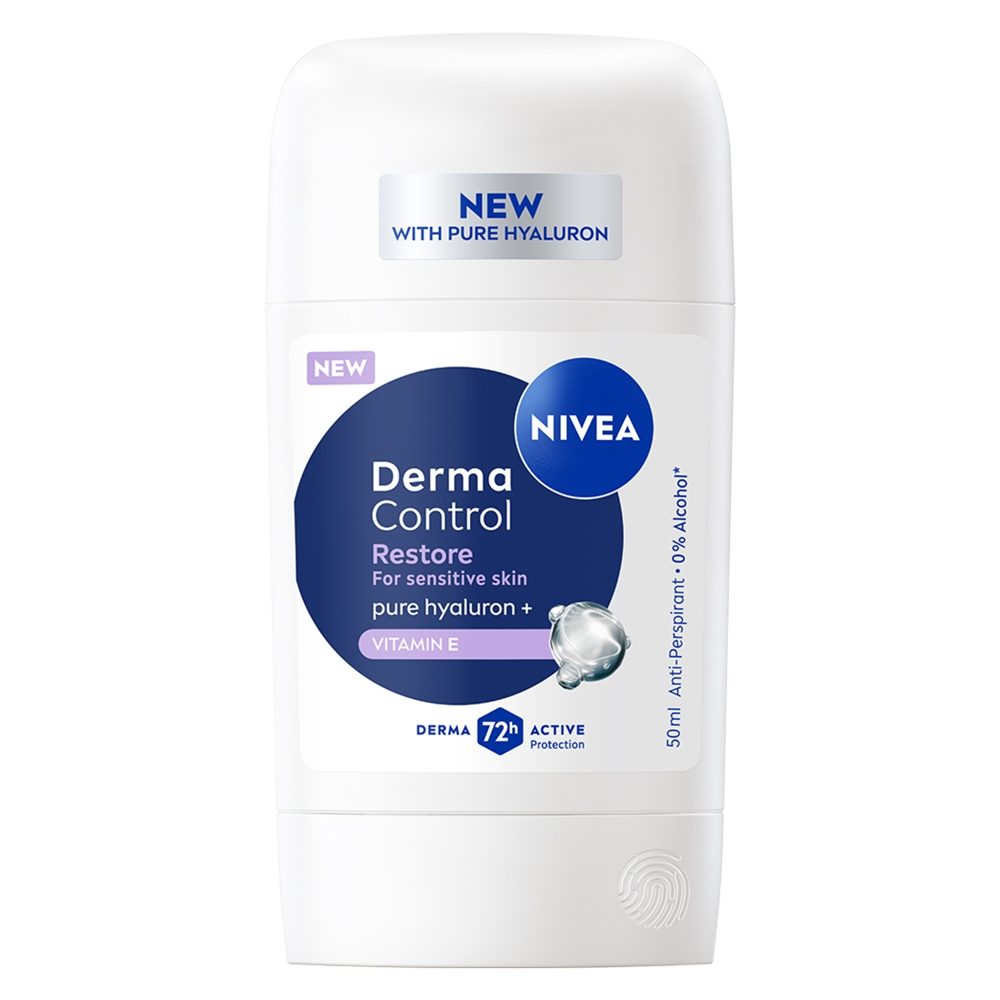 Antiperspirant Stick Nivea Derma Control Restore, Protectie 96h, Formula Hidratanta, 50 ml