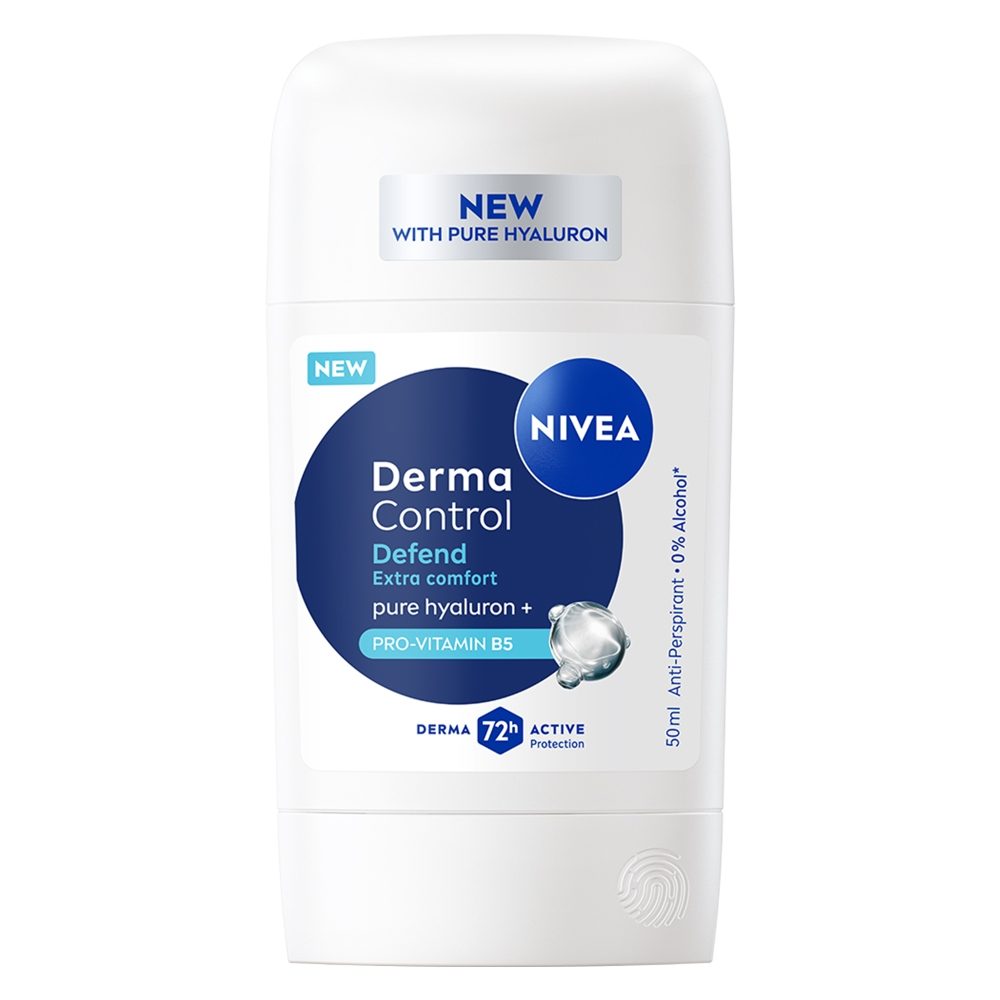 Nivea Antiperspirant Stick Derma Control Defend, Protectie 96h, Formula Clinica, 50 ml
