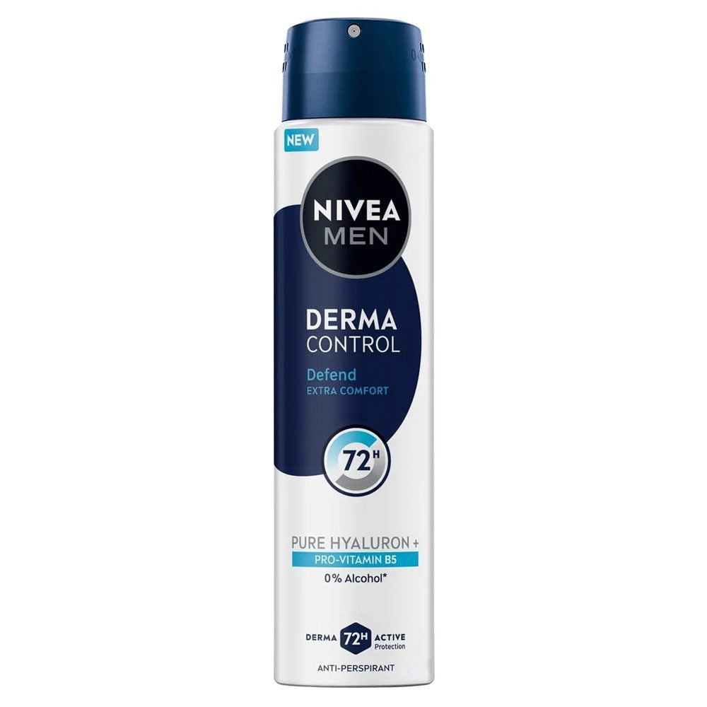 Nivea Men Derma Control Defend, Spray Antiperspirant Deodorant, Protectie 96 Ore, Tehnologie DermaDry, 150 ml