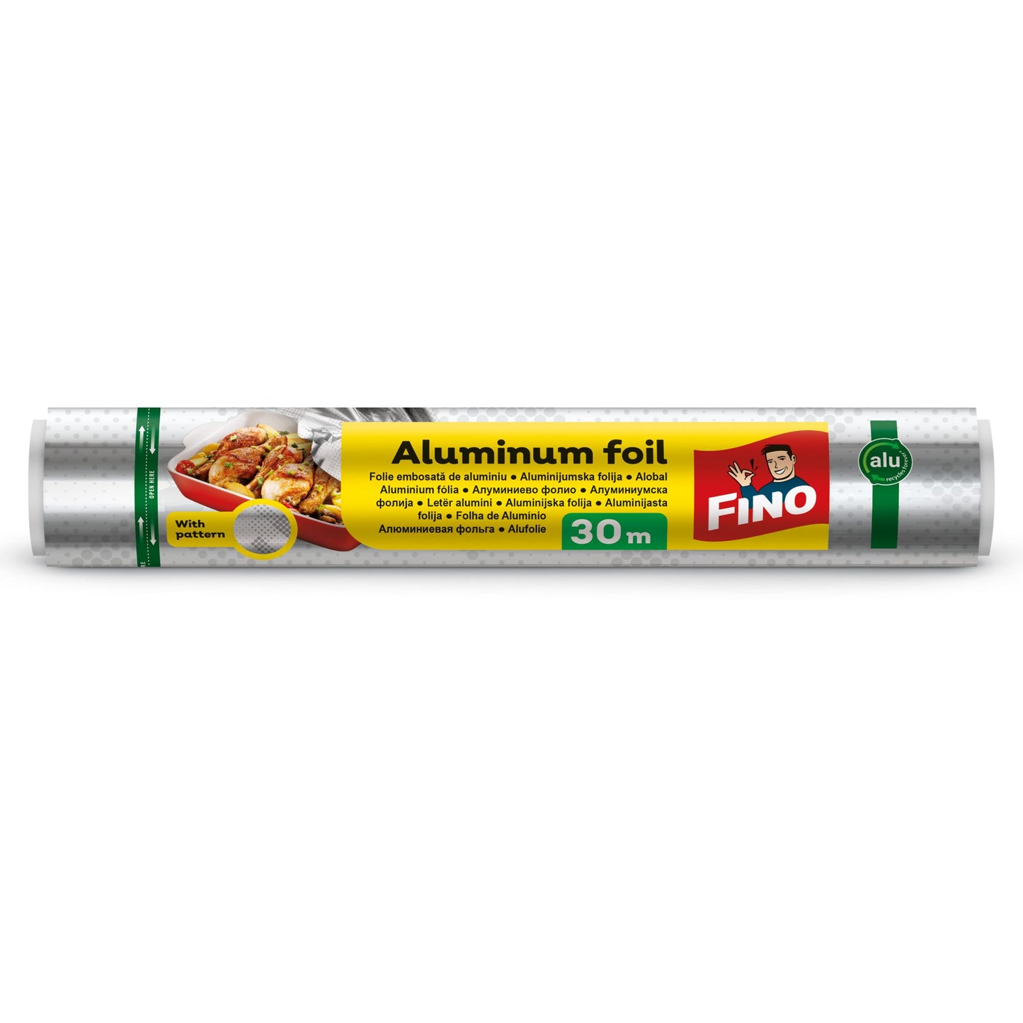 Fino Folie de Aluminiu Embosată, Textură Aderentă pentru Protecție și Conservare Alimente, Rolă 30 m