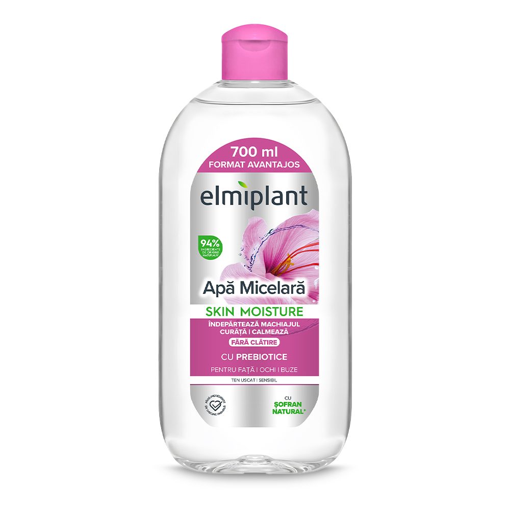 Elmiplant Skin Moisture Sensitive, Apa Micelara Pentru Ten Sensibil, Curatare Si Hidratare, Fara Clatire, 700 ml