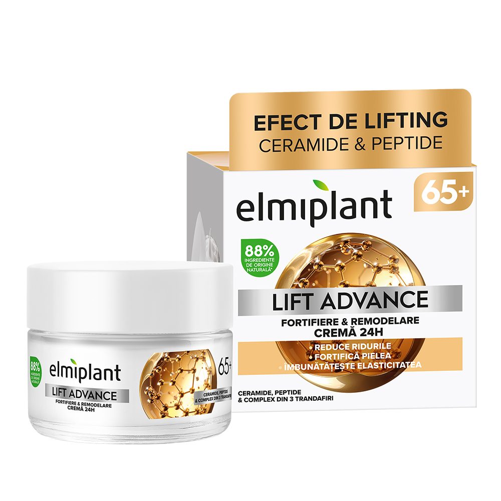 Elmiplant Lift Advance 65+, Crema de Zi Anti-imbatranire, Efect Lifting si Hidratare Intensa, Ten Matur, 50 ml