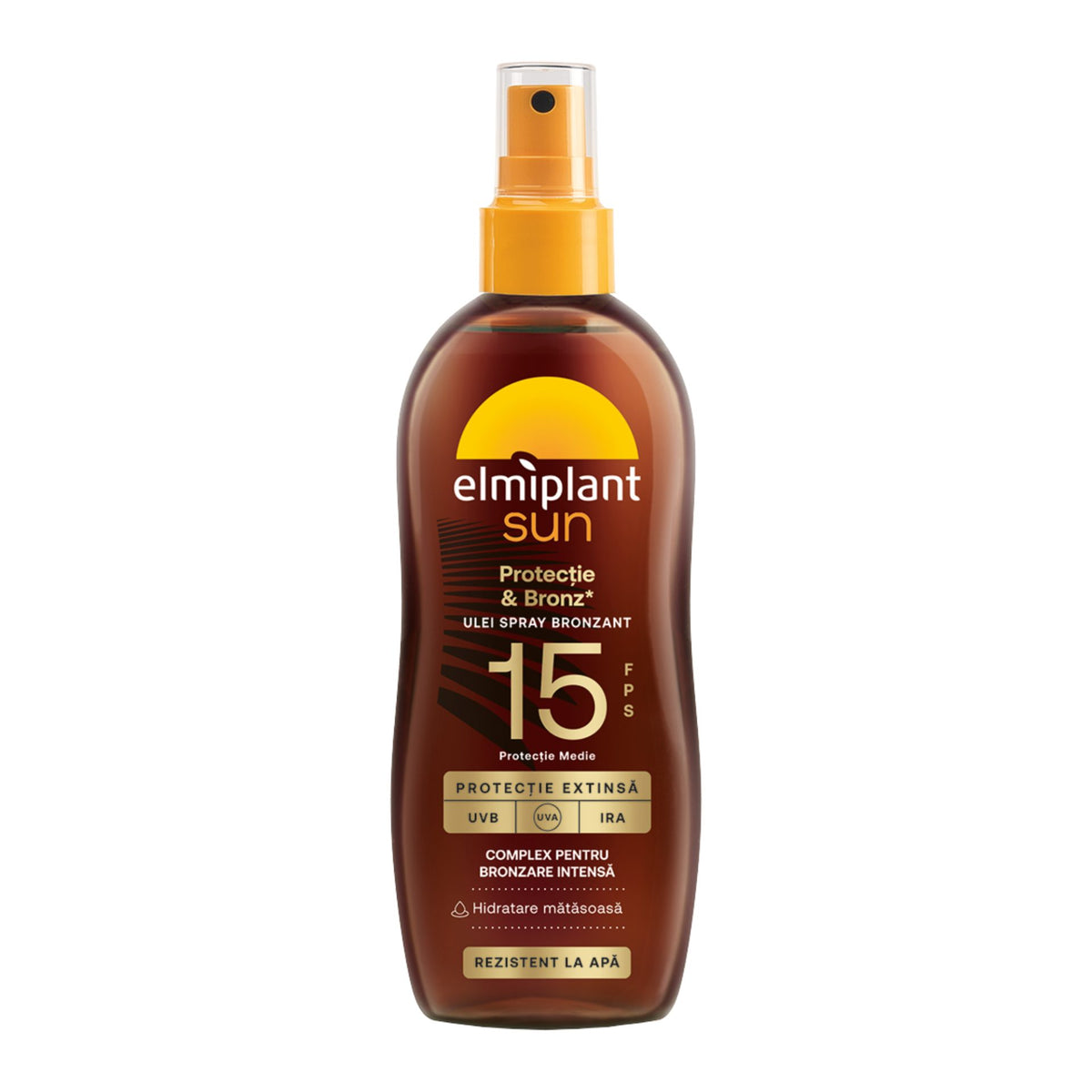 Elmiplant Sun, Ulei Spray Bronzant pentru Accelerarea Bronzului si Protectie Solara, SPF 15, 150 ml