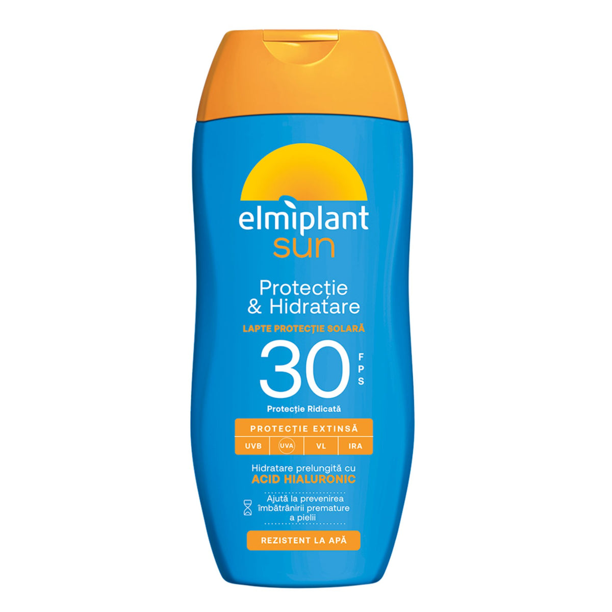Elmiplant Sun, Lapte Protectie Solara SPF 30, Crema de Soare Hidratanta cu Acid Hialuronic, Rezistent la Apa, 200 ml