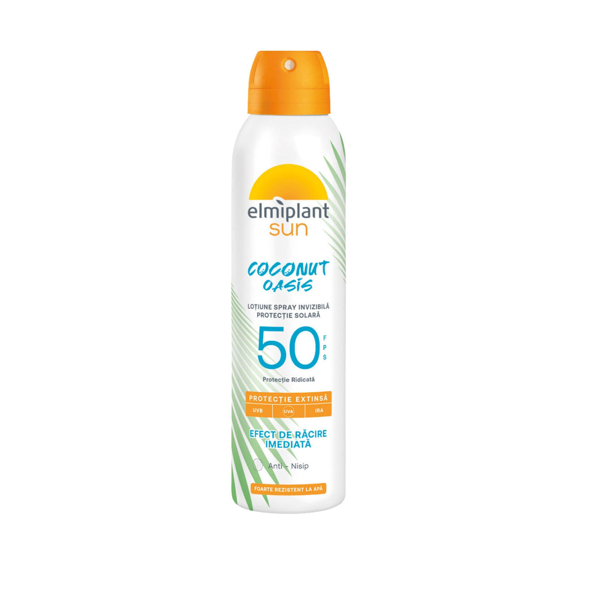 Elmiplant Sun Lotiune Spray Protectie Solara SPF 50, Coconut Oasis, Formula Invizibila, Protectie UVA si UVB, 150 ml