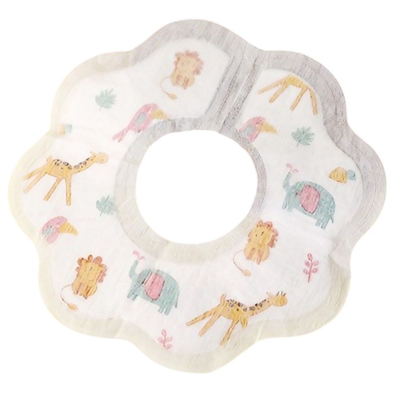 Bavete de Unica Folosinta pentru Bebeluși, Protectie Impermeabila, Material Moale, Model Animalute, Alb/Gri, 10 Bucati