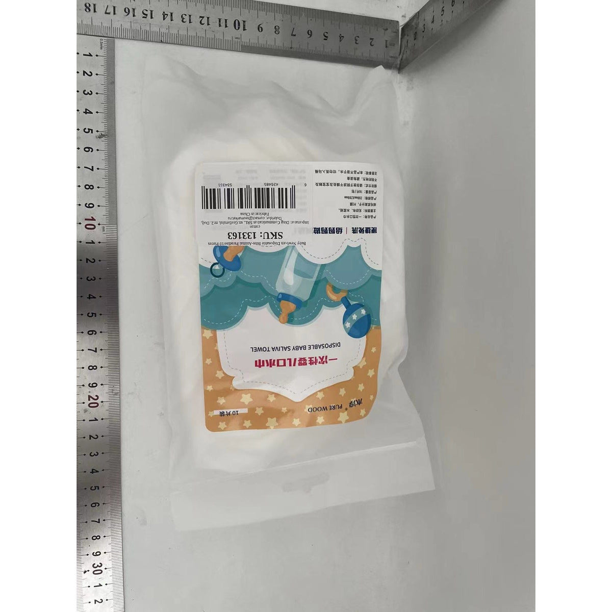 Bavete de Unica Folosinta pentru Bebeluși, Protectie Impermeabila, Material Moale, Model Animalute, Alb/Gri, 10 Bucati