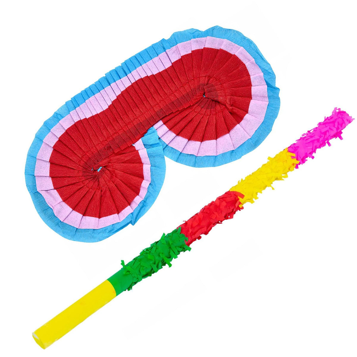 Set Accesorii Pinata Cu Masca Blindfold Si Bat, Hartie Si Carton, Multicolor, 2 Piese, 300 g