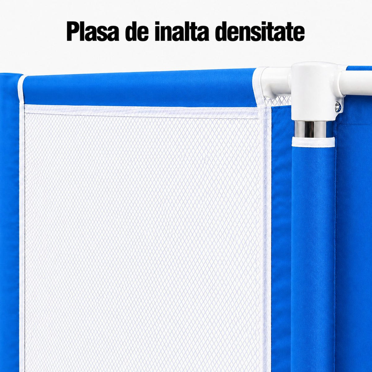 Tarc De Joaca Pentru Copii, Cu Cos De Baschet, Usa Cu Fermoar Si Plasa Laterala, Material Textil, 130x115x65 cm, Albastru