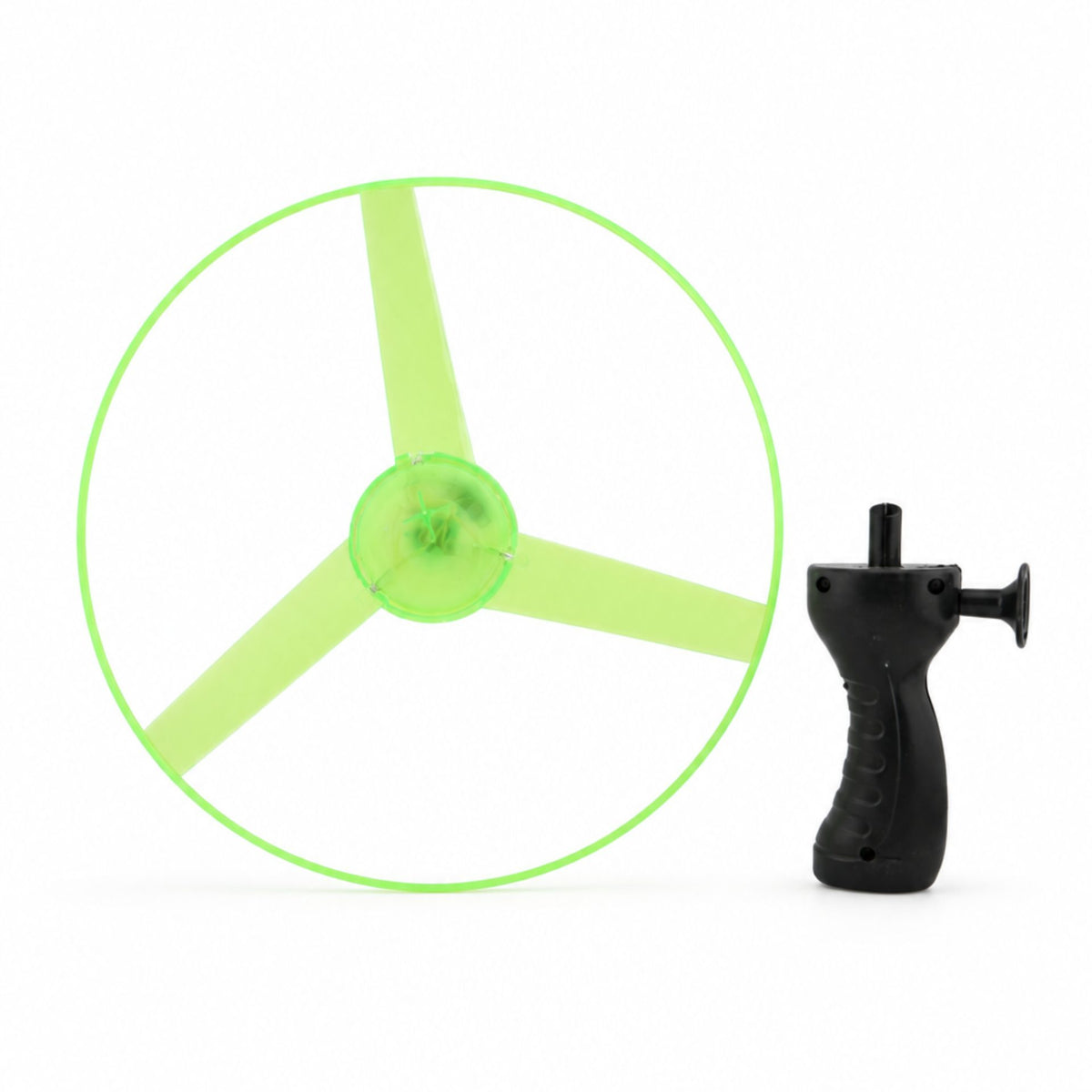 Disc Zburator cu Lumini LED, Aruncator Manual pentru Copii, Plastic Transparent, Verde, 24 cm
