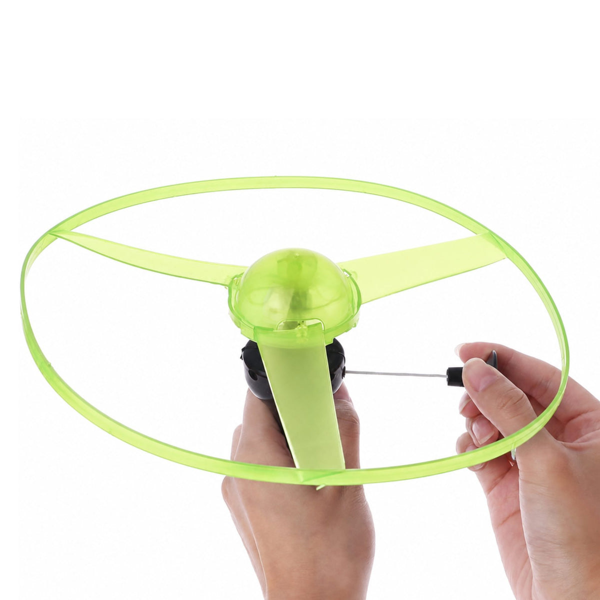 Disc Zburator cu Lumini LED, Aruncator Manual pentru Copii, Plastic Transparent, Verde, 24 cm
