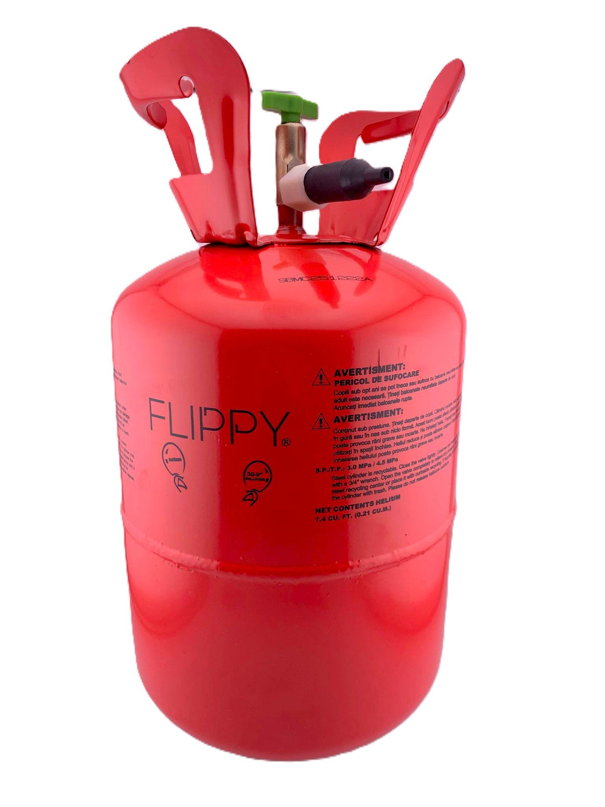 Butelie Heliu de Unica Folosinta, Rezervor Portabil pentru Umflare 30 Baloane Latex, Recipient Metalic, 7 Litri, 20 x 20 x 37 cm, Rosu