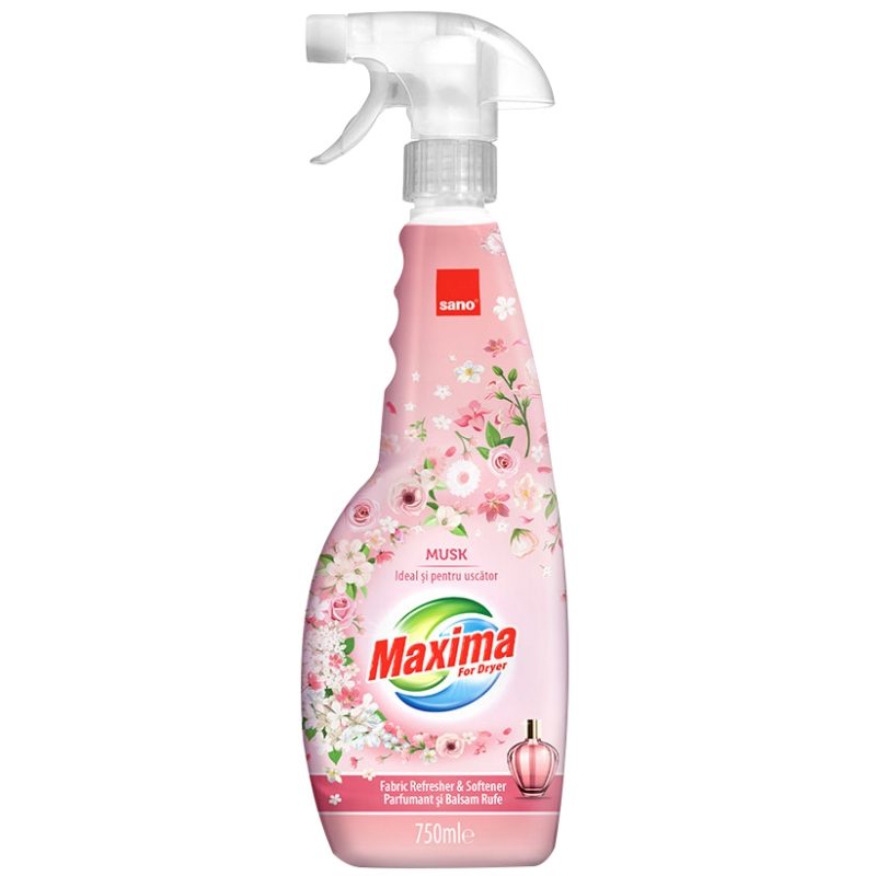 Balsam de Rufe Sano, Odorizant Spray pentru Tesaturi, Parfum Musk, Recipient cu Pulverizator, 750 ml