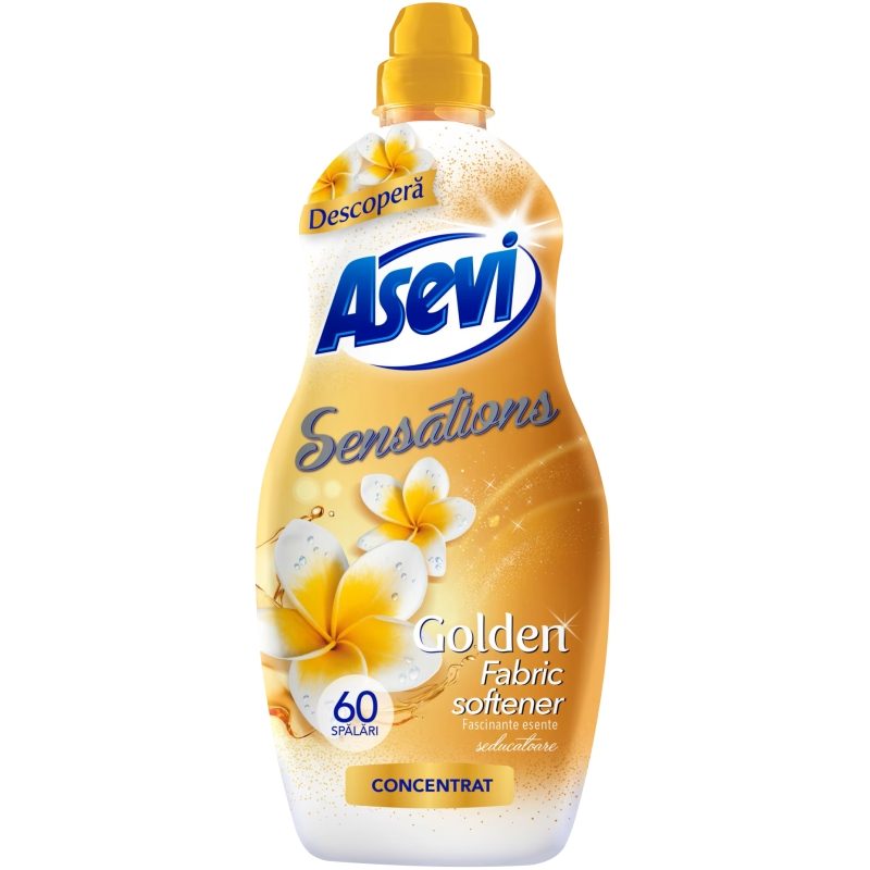 Balsam de Rufe Concentrat Asevi Sensations Golden, Parfum Persistent, Formulă Hipoalergenică, 60 Spălări, 1.44 L