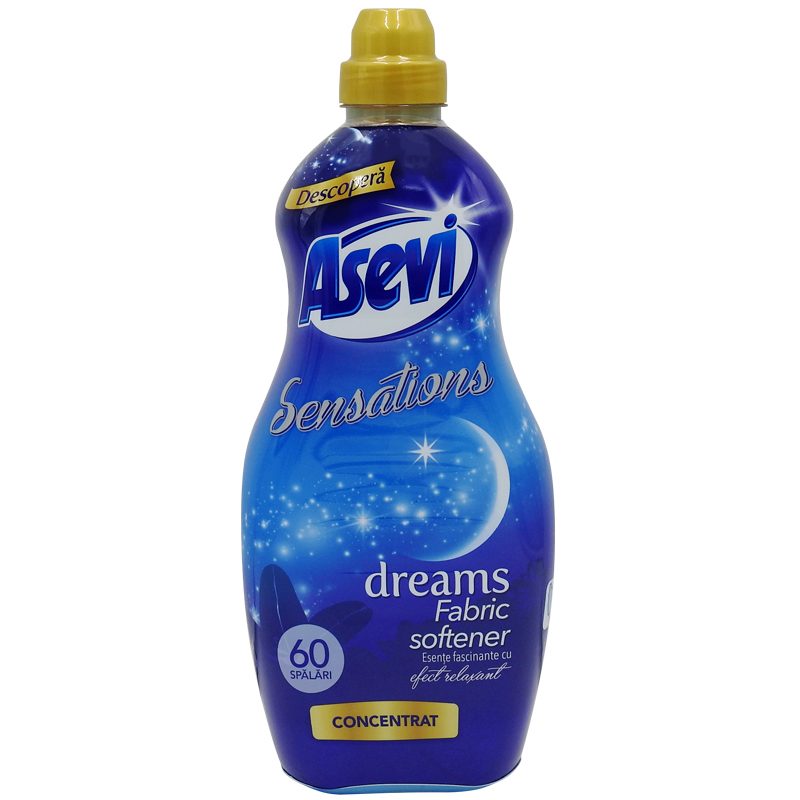 Balsam de Rufe Concentrat Asevi Dreams, Parfum Intens cu Tehnologie de Eliberare Prelungită, 60 Spălări, 1.44 L