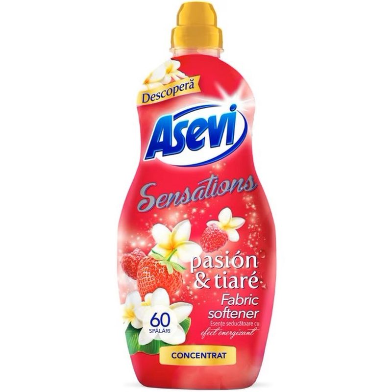 Balsam de Rufe Concentrat Asevi Pasion Tiare, Parfum Floral de Lungă Durată, Formulă Catifelantă, 60 Spălări, 1.44 L