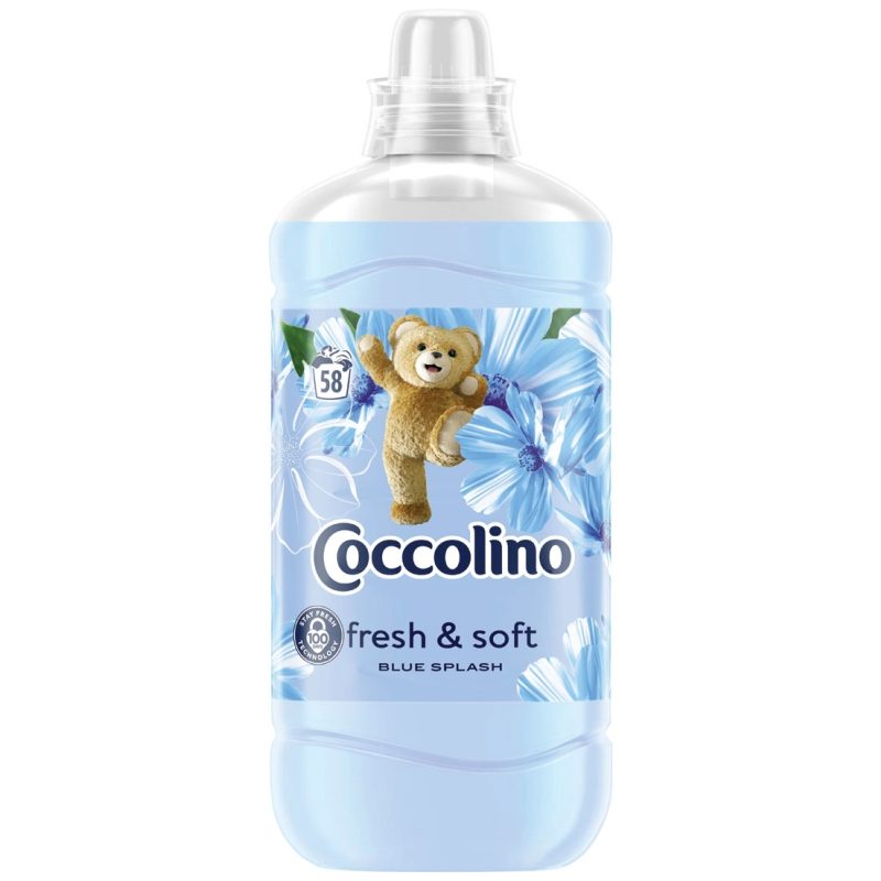Balsam de Rufe Coccolino Blue Splash, Tehnologie de Proaspătare Îndelungată, Parfum Floral, 1.45 L, 58 Spălări