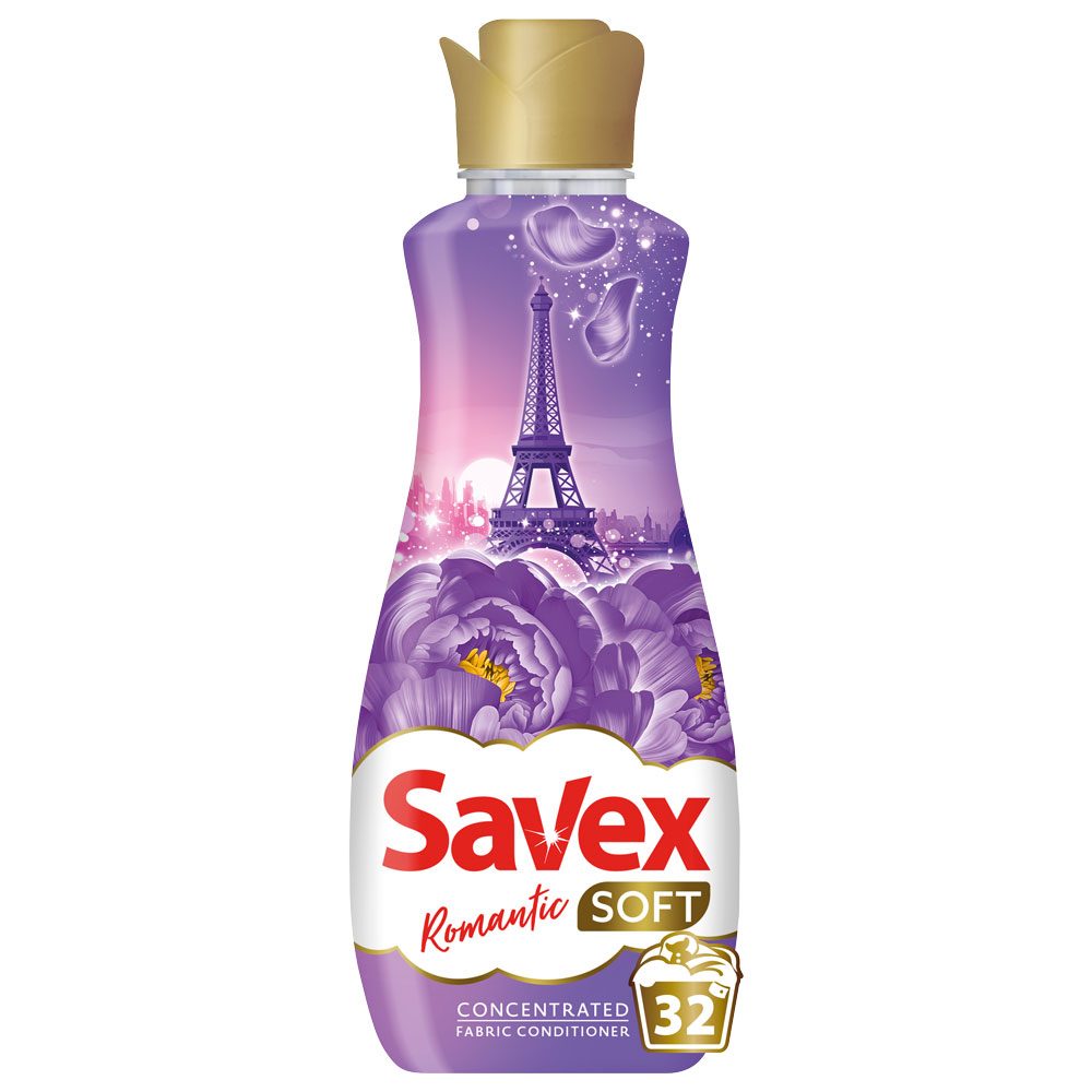 Balsam de Rufe Concentrat Savex Soft Romantic, Parfum Floral de Lungă Durată, 32 Spălări, 800 ml