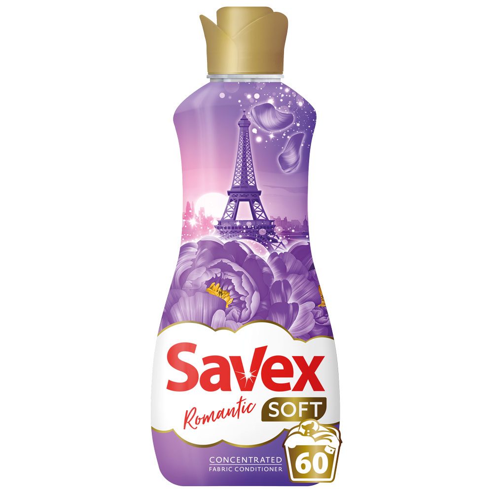 Balsam de Rufe Concentrat Savex Soft Romantic, Parfum Floral, Tehnologie de Catifelare, 60 Spalari, 1.5 L