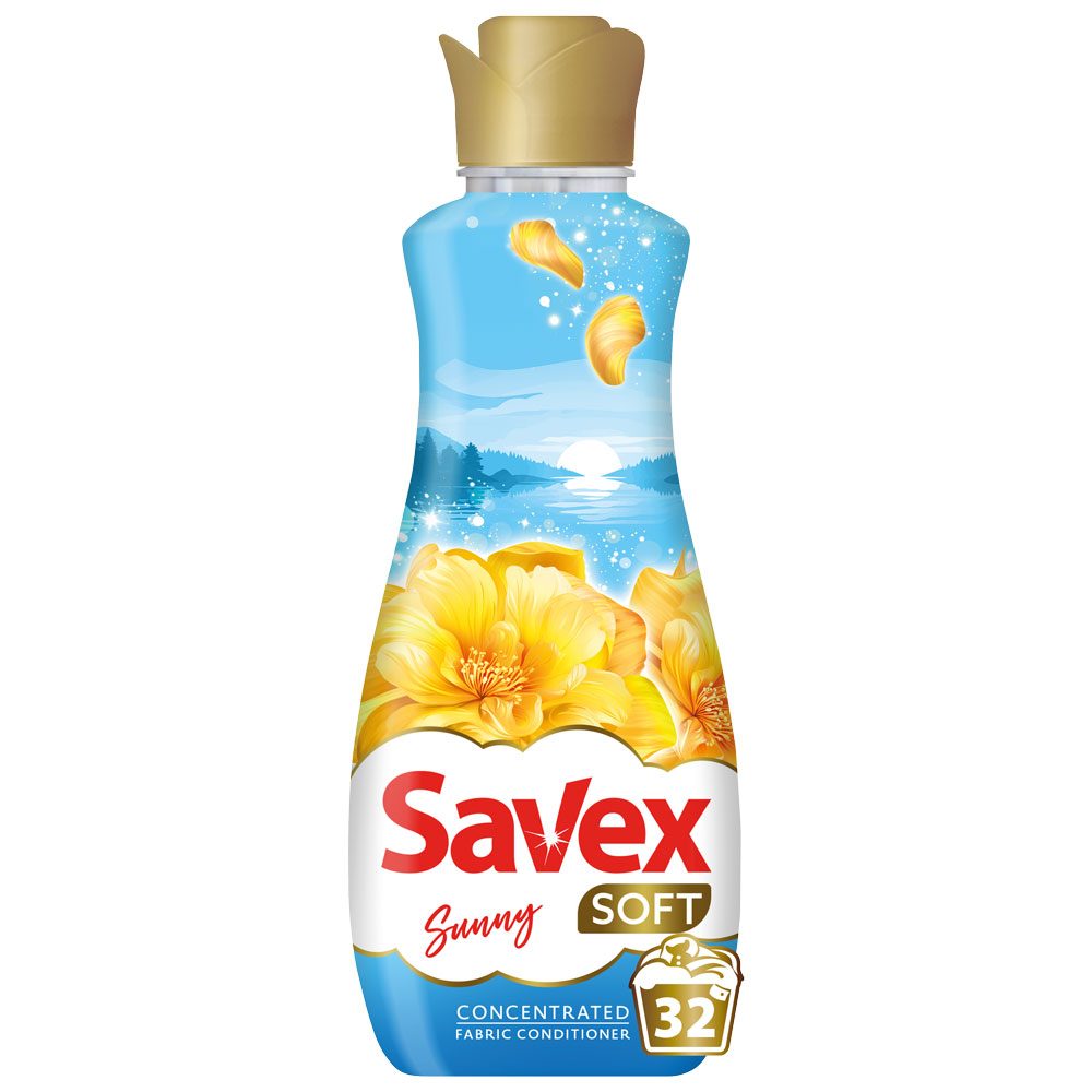Balsam de Rufe Concentrat Savex Soft Sunny, Parfum Floral Proaspat, 32 Spalari, 800 ml