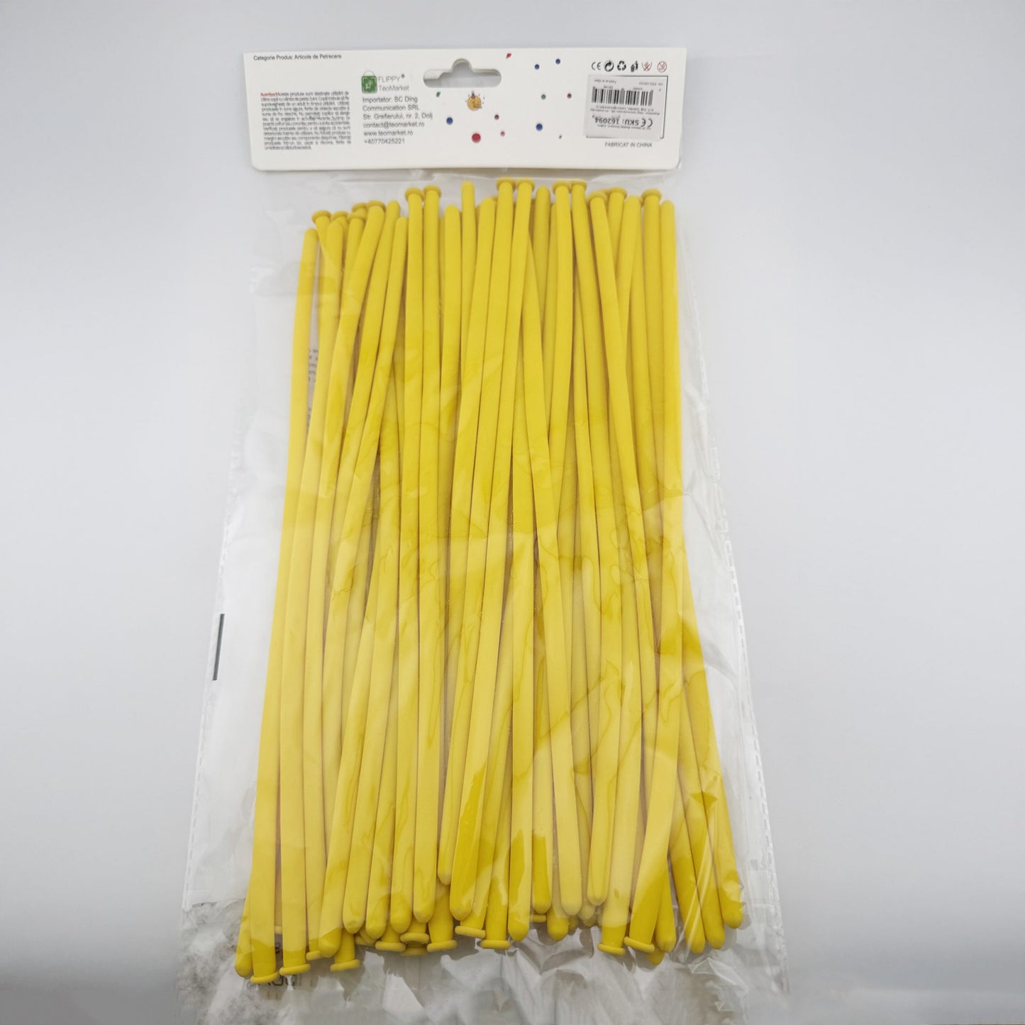 Baloane de Modelaj pentru Animale și Siluete, Set 50 Bucăți, Latex Flexibil de Calitate Premium, Lungime Maximă 150 cm, 1.8 g, Galben