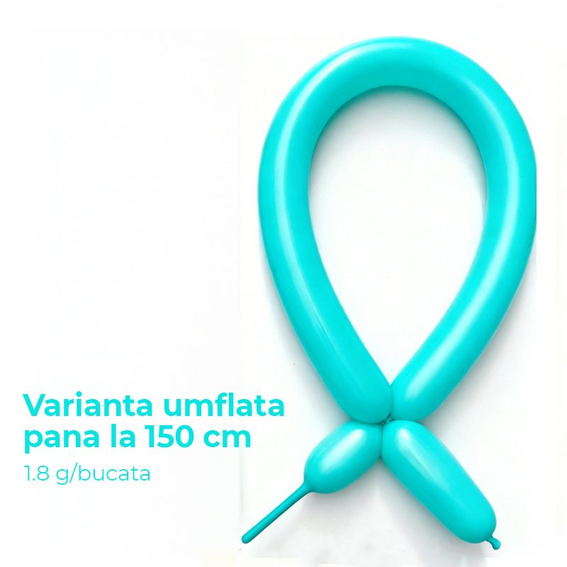 Baloane de Modelaj Profesionale pentru Figuri, Set 50 Bucati, Latex Premium Rezistent, 1.8 g, 30 cm, Albastru Tiffany