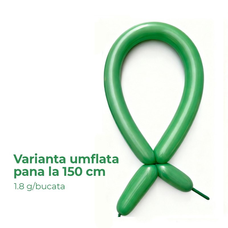 Baloane de Modelaj din Latex, Set 50 Bucati, Flexibile pentru Figurine si Animale, Lungime Maxima 150 cm, Verde, 1.8 g per unitate